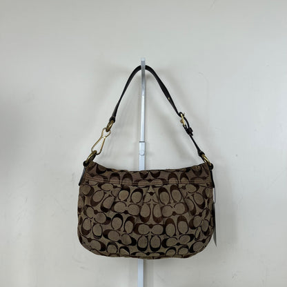Coach Brown Signature Pleated Canvas Hobo Shoulder Bag H0894-12918