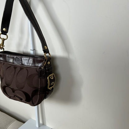 Coach Chocolate Brown Monogram Mini Zoe Shoulder Bag H0826-41856
