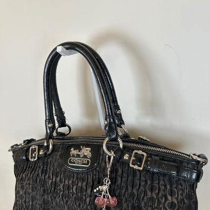 Coach Ashley Mini Black Ruffled Monogram Handbag J1182-18886