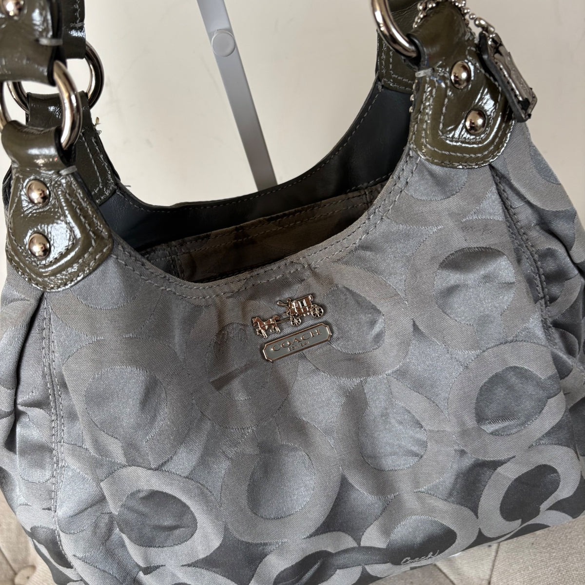 Coach Grey Monogram 3 Compartment Shoulder Bag D1073-14305