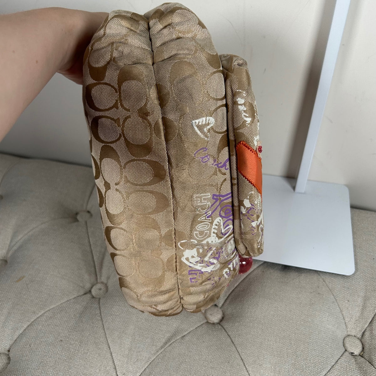 Coach Poppy Graffiti Beige Shoulder Bag L0973-15040