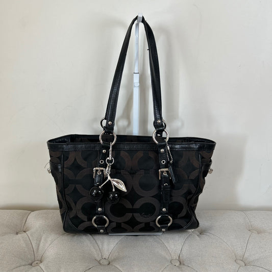 Coach Black Monogram Turnlock Tote Shoulder Bag E1394-19404M