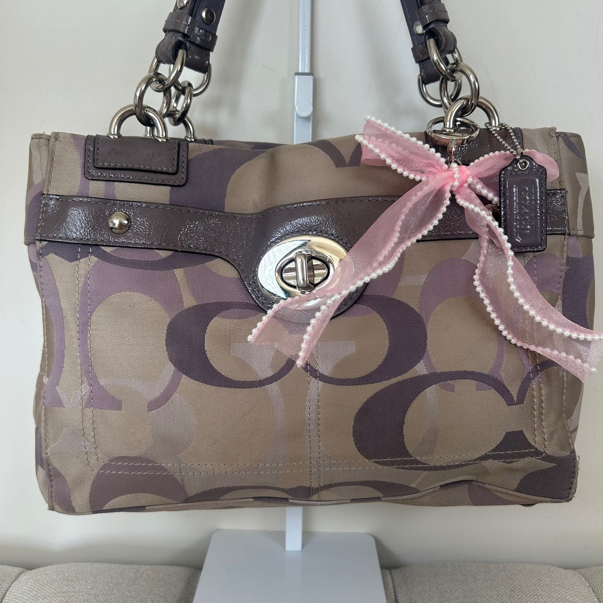 Coach Purple Monogram 3 Compartment Shoulder Bag L1194-F17140