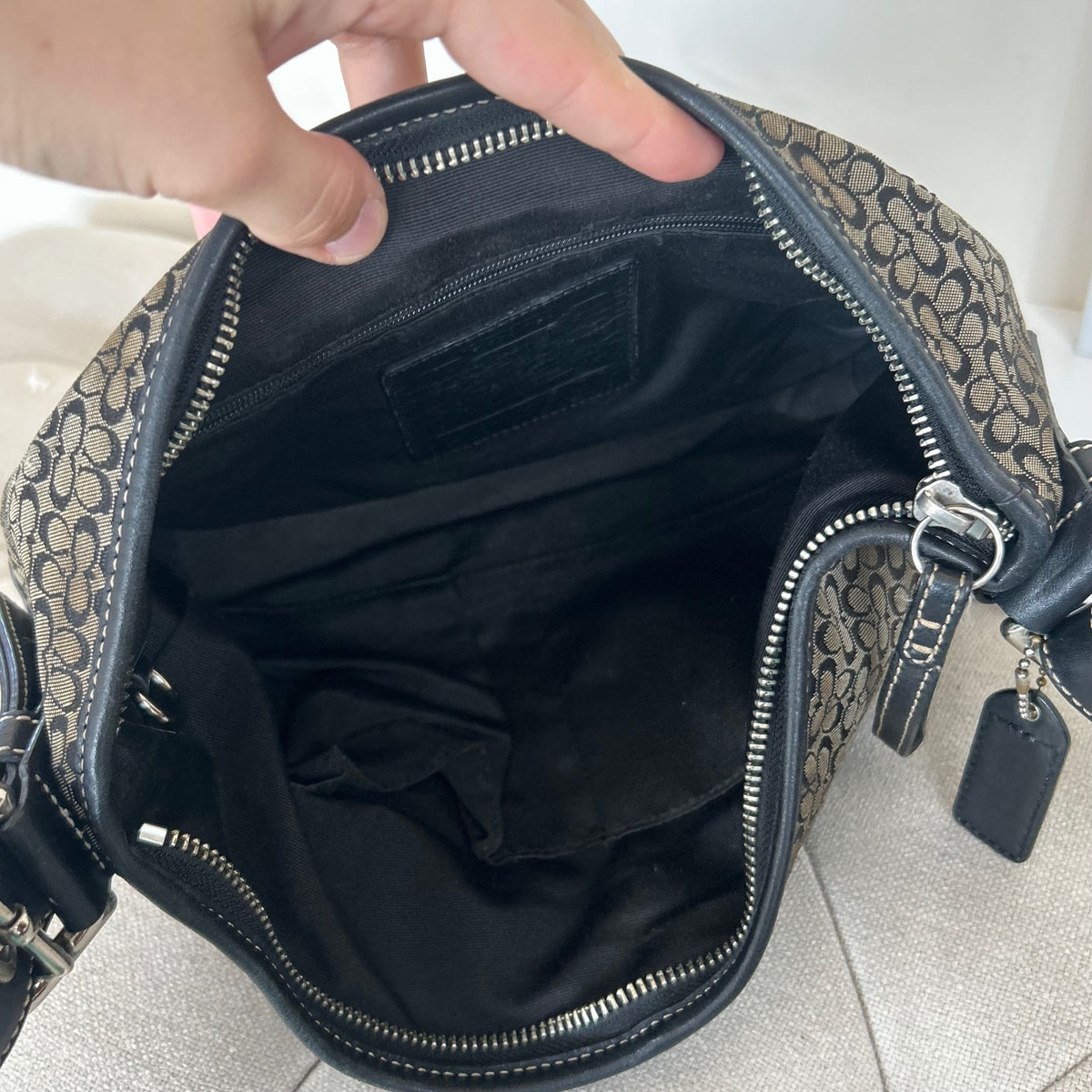 Coach Black Monogram Convertible Shoulder Bag K0726-F10945