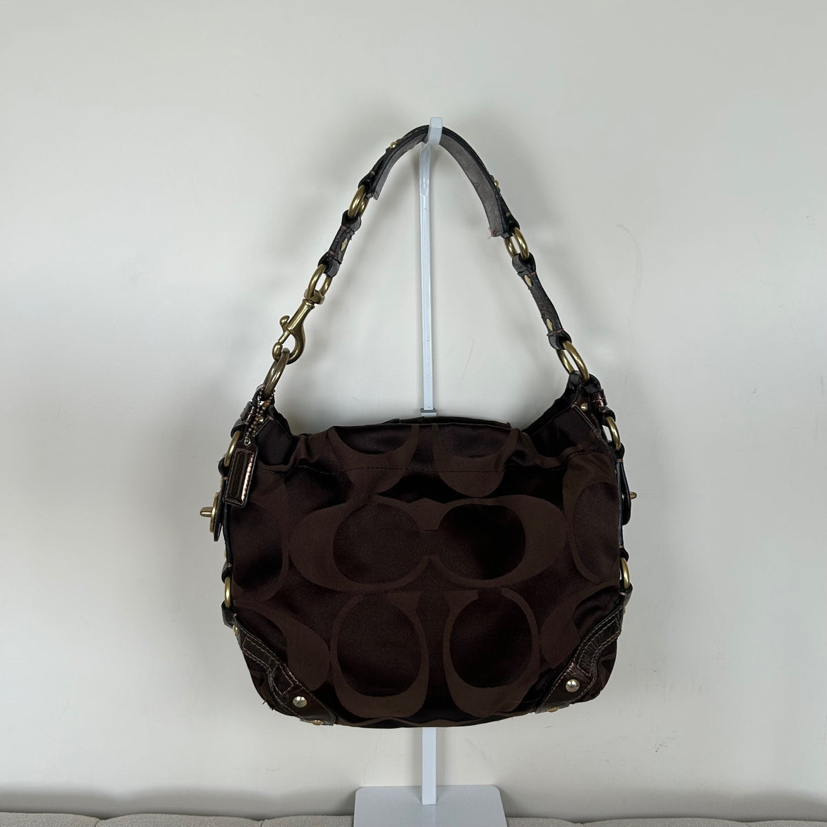 Coach Brown Carly Medium Monogram Shoulder Bag F0825-13008