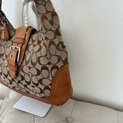 Coach Brown Signature Monogram Hampton Shoulder Bag G04J-6824