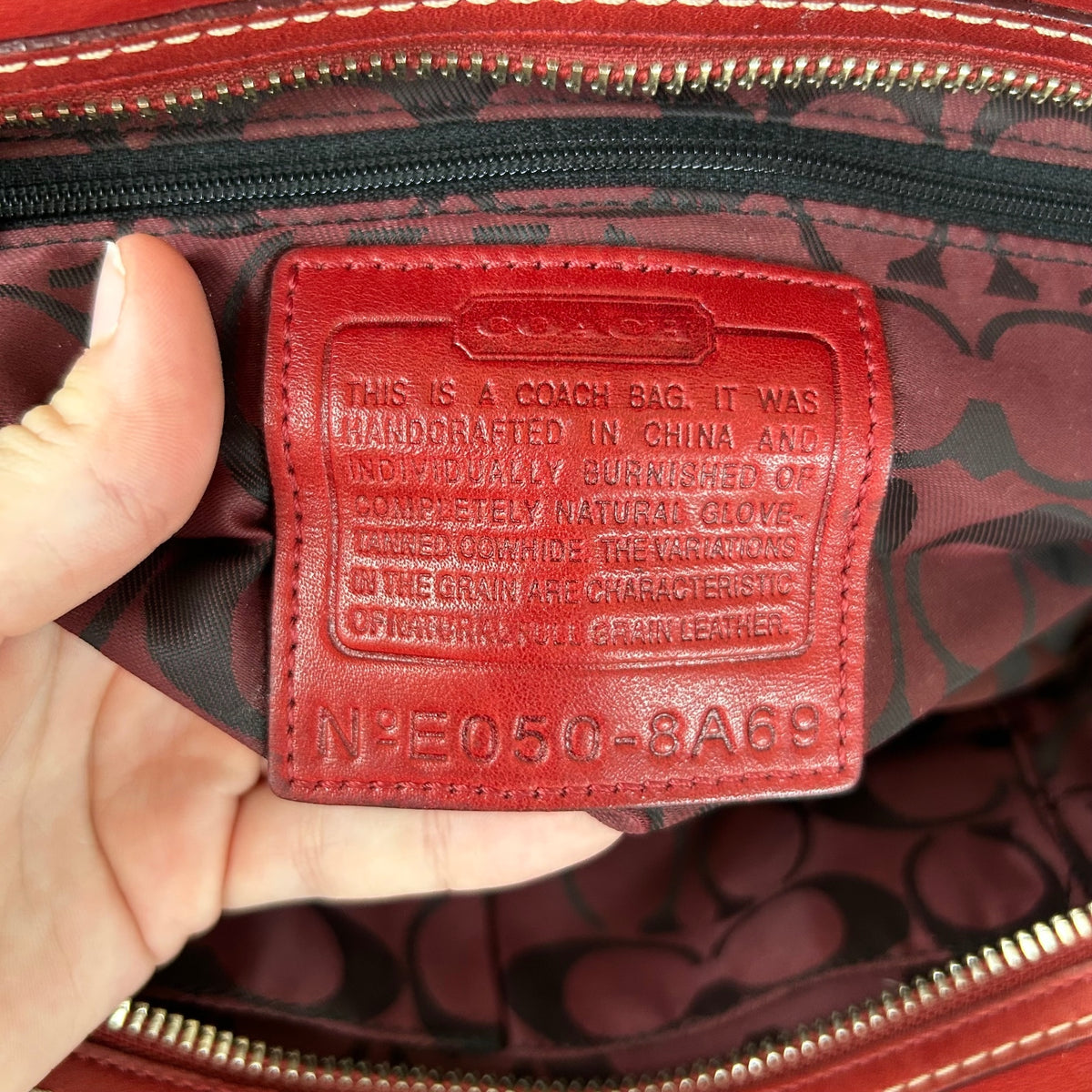 Coach Red Hampton Leather Satchel Shoulder Bag E050-8A69