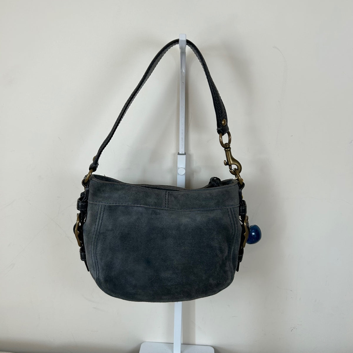 Rare Coach Mini Zoe Blue Suede Shoulder Bag E0873-41868