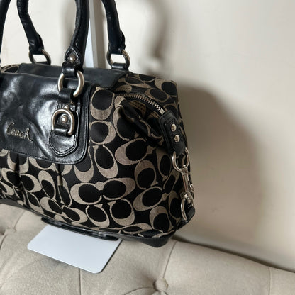 Coach Ashley Black Signature Monogram Convertible Shoulder Bag M1182-F15443