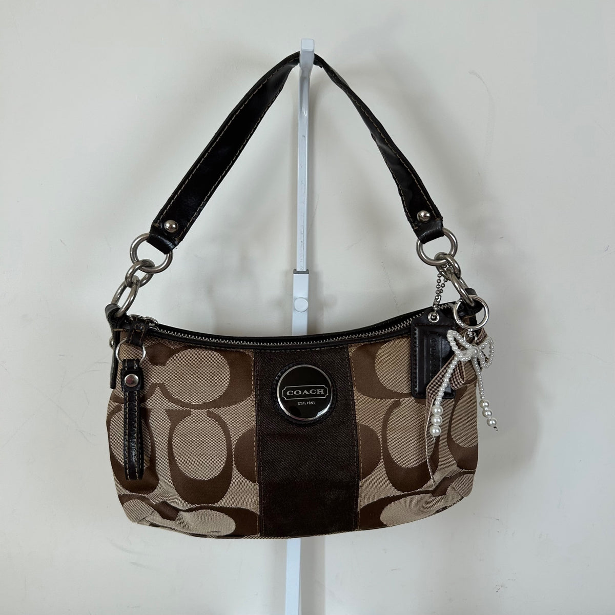 Coach Brown Monogram Stripe Mini Shoulder Bag H1176-F17439