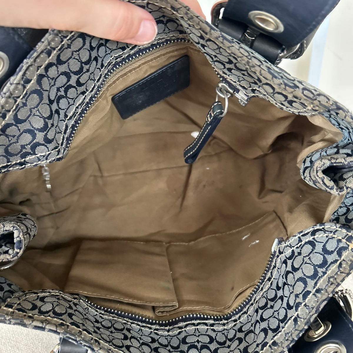 Coach Blue Monogram Tote Soho Shoulder Bag E0885-F12310