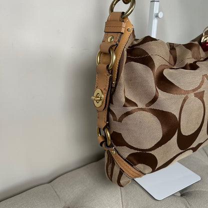 Coach Brown Signature Monogram Canvas Medium Carly Shoulder Bag J0749-11648