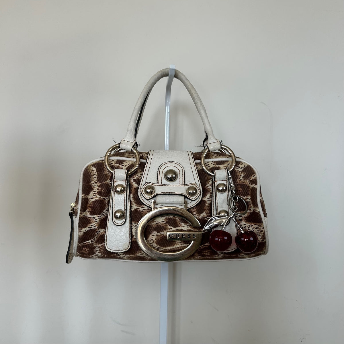 Y2K Guess Cheetah Print Mini Handbag Brown White Trim