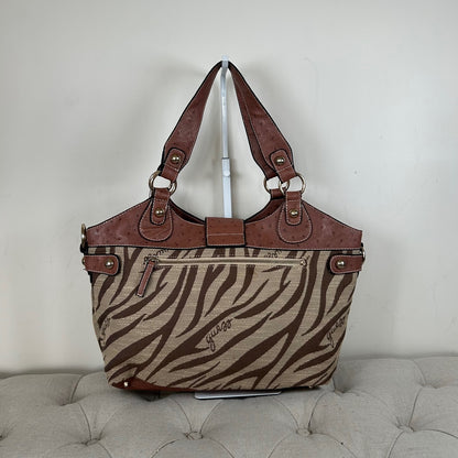 RARE Vintage Guess Brown Zebra Print Large Handbag