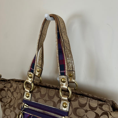 Coach Poppy Purple & Gold Plaid Convertible Shoulder Bag G1020-15881