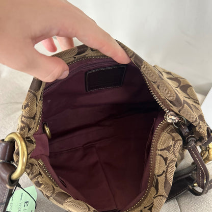 Coach Brown Signature Pleated Canvas Hobo Shoulder Bag H0894-12918