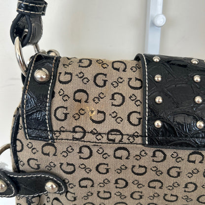 Guess Black & Grey Monogram Shoulder Bag