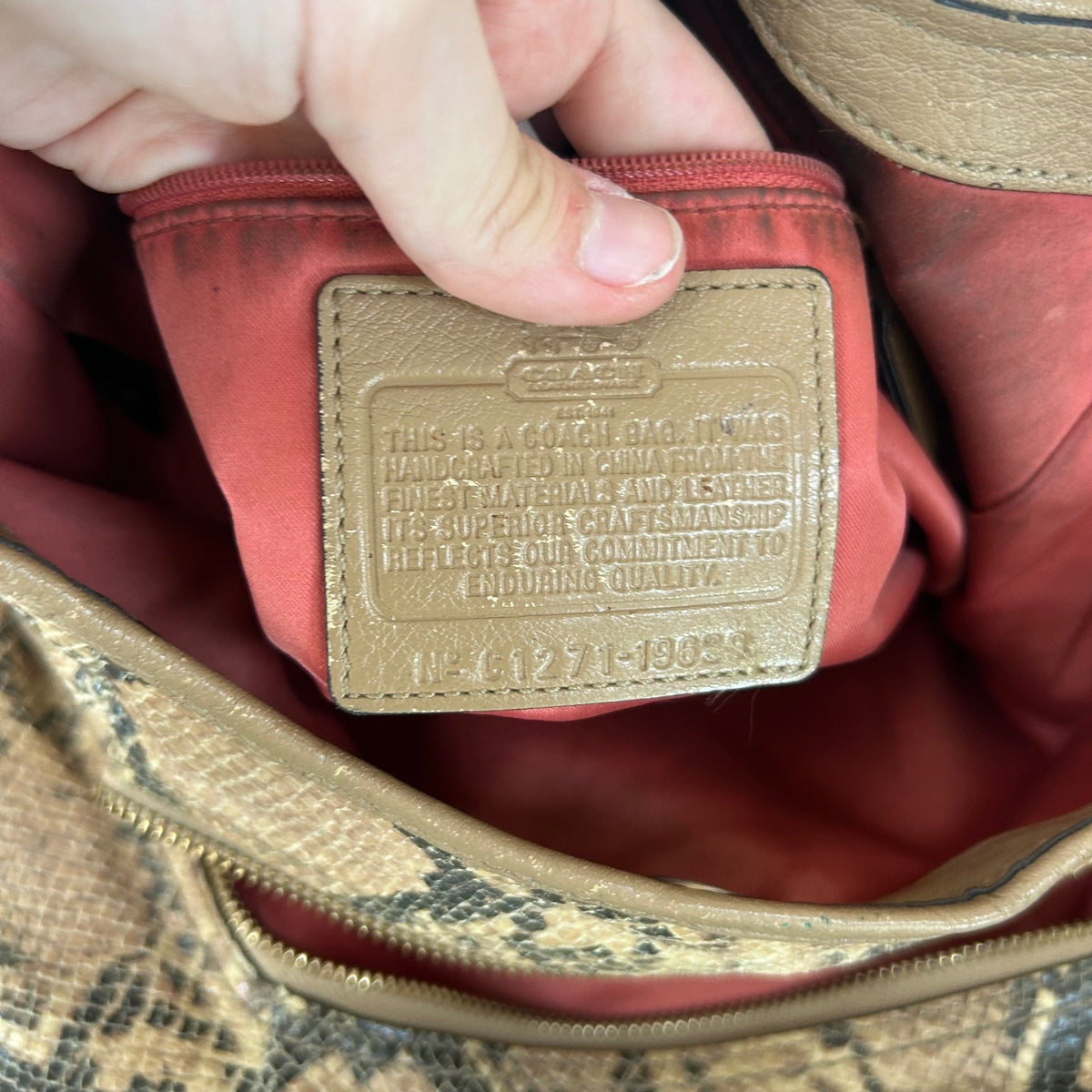 Rare Coach Maggie Snake Print 3 Compartment Shoulder Bag C1271-19629