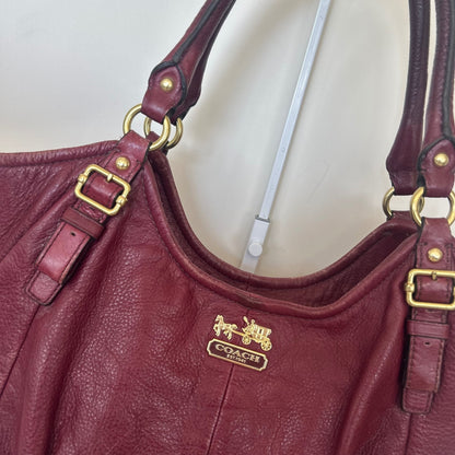 Coach Madison Maggie Burgundy Red Leather Shoulder Bag F1173-18612