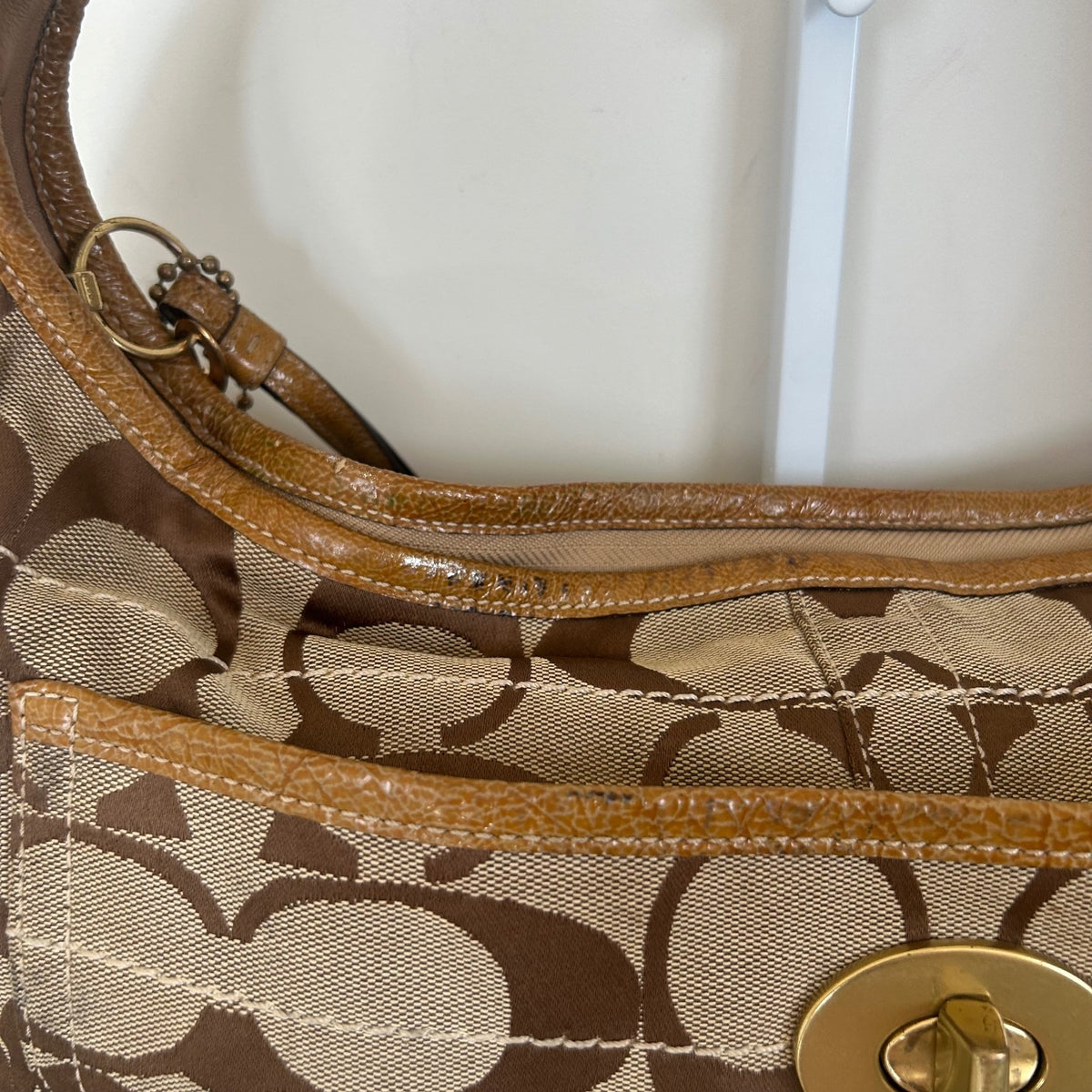 Coach Brown Monogram Ergo Gold Turnlock Shoulder Bag K0785-11601