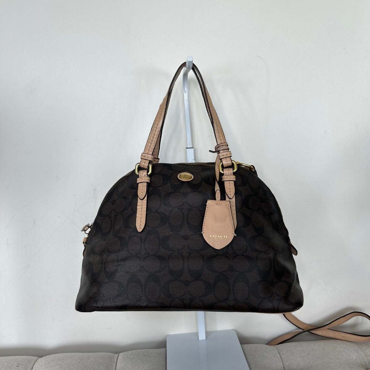 Coach Peyton Cora Domed Satchel Medium Brown Shoulder Bag C1457-F26184