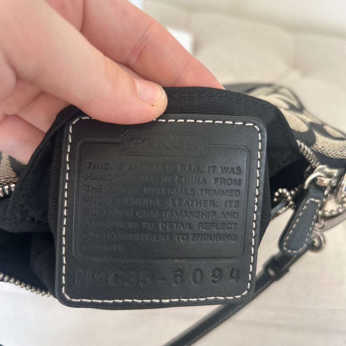 Coach Demi Black Signature Monogram Shoulder Bag Handbag C35-6094