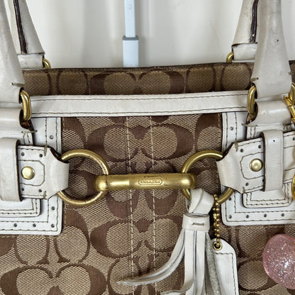 Coach Hampton Signature Monogram White Leather Shoulder Bag G06Q-10507
