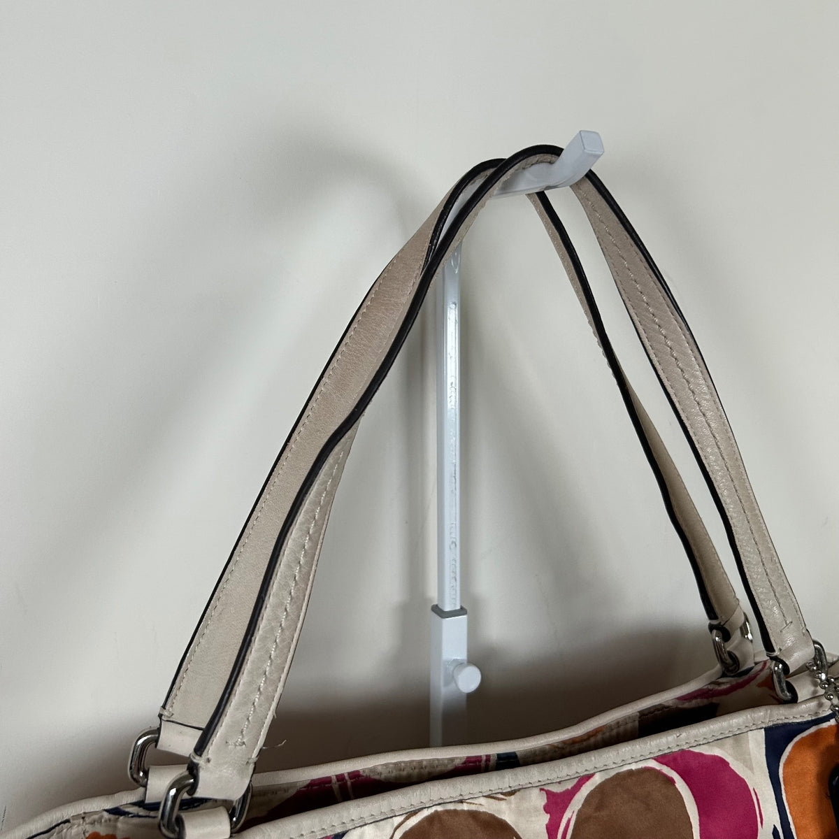 Coach Colourful Sateen Shoulder Tote Bag Leather Trim D1380-F23299