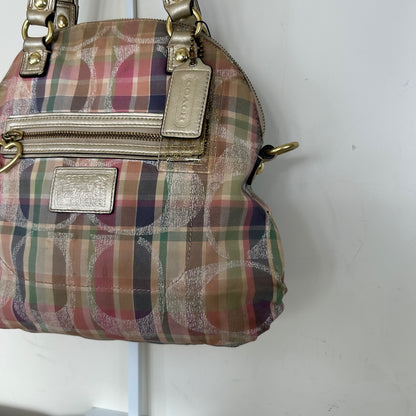 Coach Poppy Pink Multicolour Plaid Tartan Shoulder Bag A1382-F23541