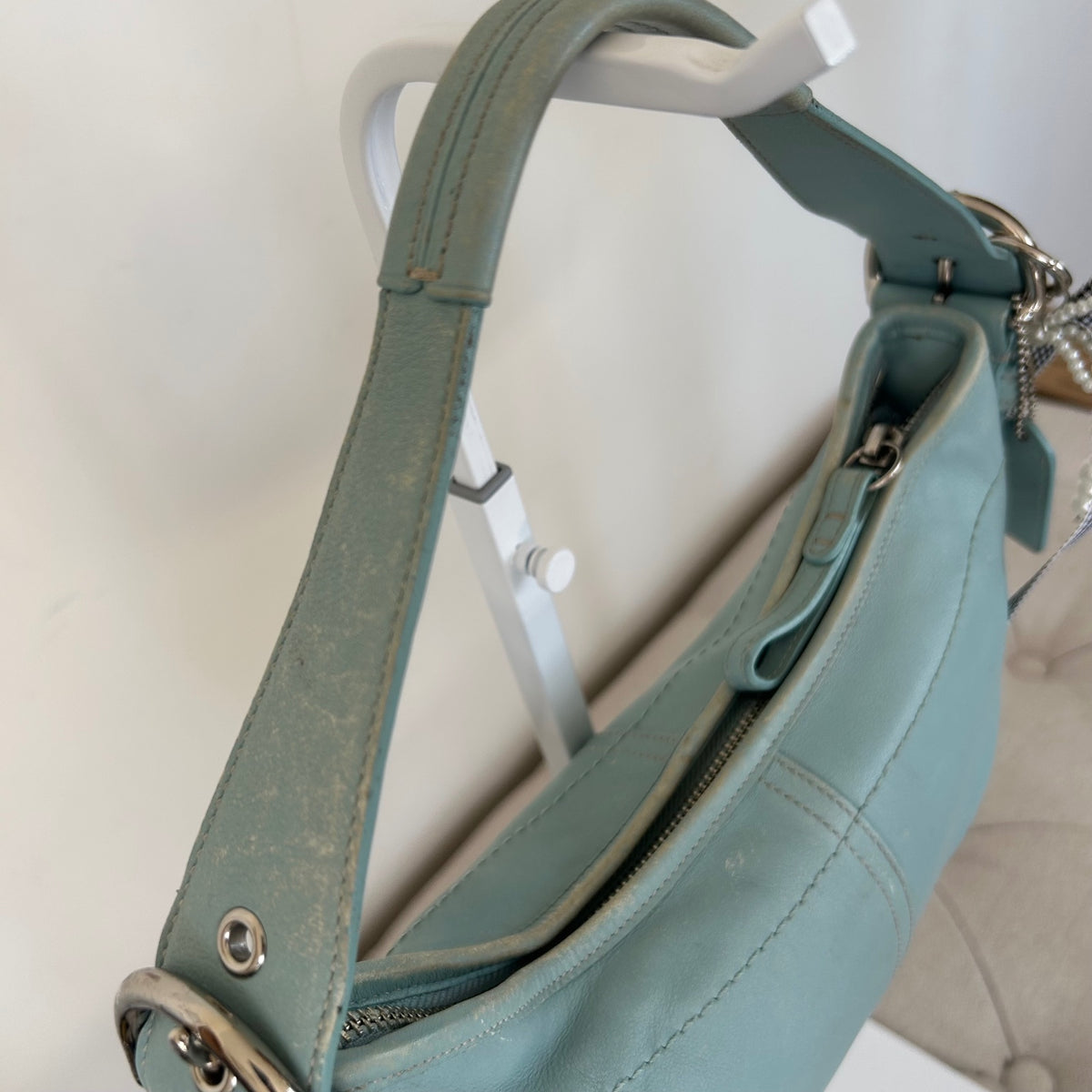 Coach Light Blue Leather Mini Hobo Soho Shoulder Bag L3S-9541
