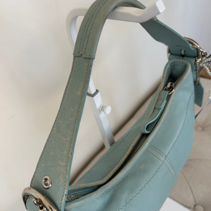 Coach Light Blue Leather Mini Hobo Soho Shoulder Bag L3S-9541