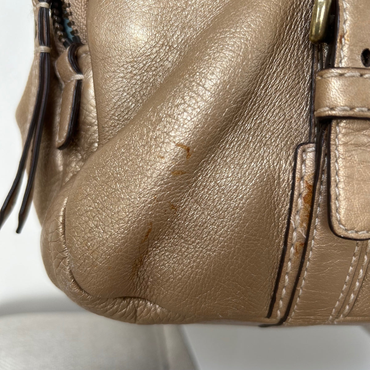 RARE Coach Bonnie Gold Metallic Leather Satchel Shoulder Bag H0869-12670