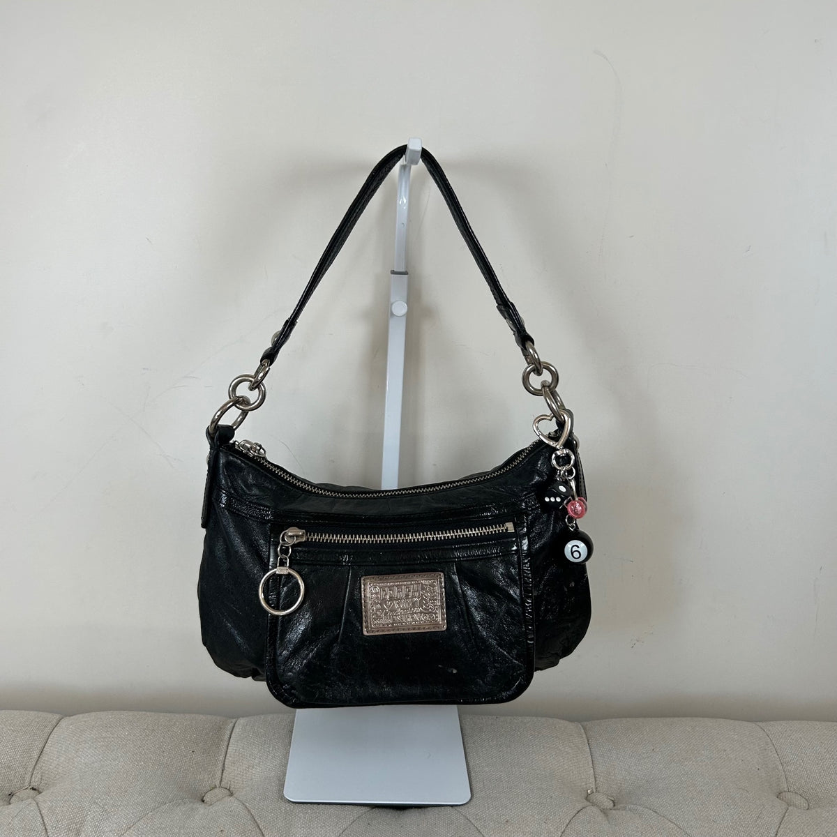 Coach Black Patent Leather Poppy Shoulder Bag M0968-14559