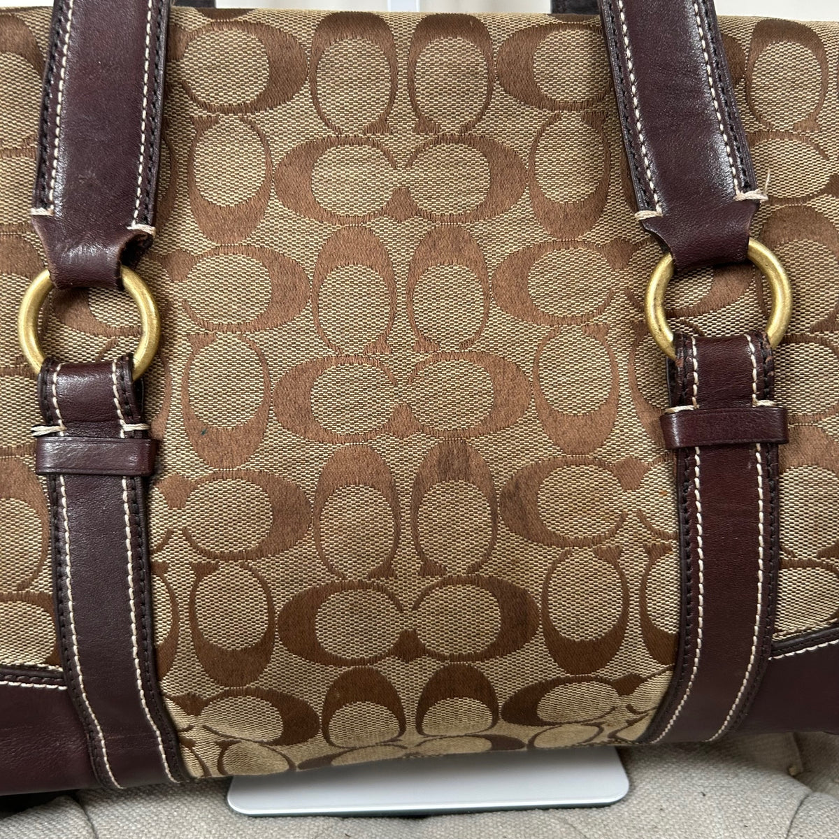 Coach Brown Monogram Turnlock Satchell Shoulder Bag D0726-11061