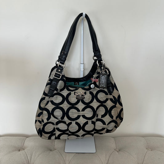 Coach Maggie OP Black & Grey 3 Compartment Shoulder Bag C1120-17020
