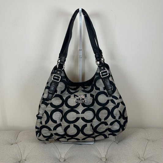 Coach Maggie Black OP Signature Monogram 3 Compartment Shoulder Bag E1120-F17020