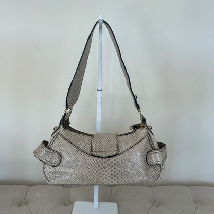 Guess Grey Snakeskin Shoulder Bag Chunky Hardware Y2K
