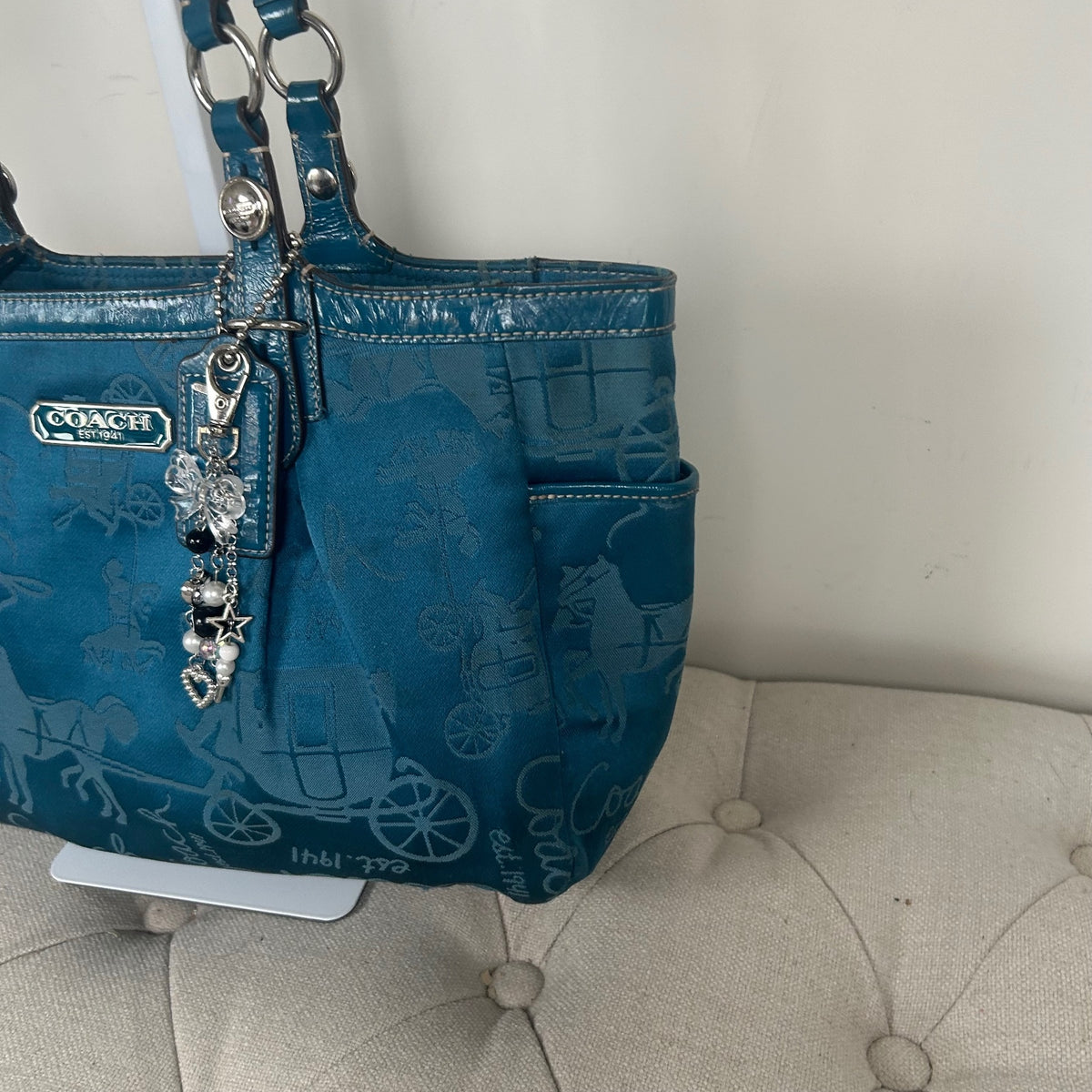 Coach Royal Blue Horse & Carriage Tote Shoulder Bag C1076-F15144