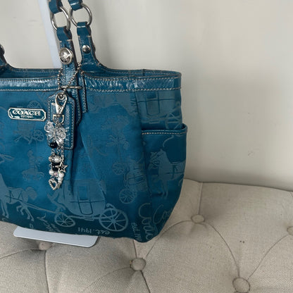 Coach Royal Blue Horse & Carriage Tote Shoulder Bag C1076-F15144