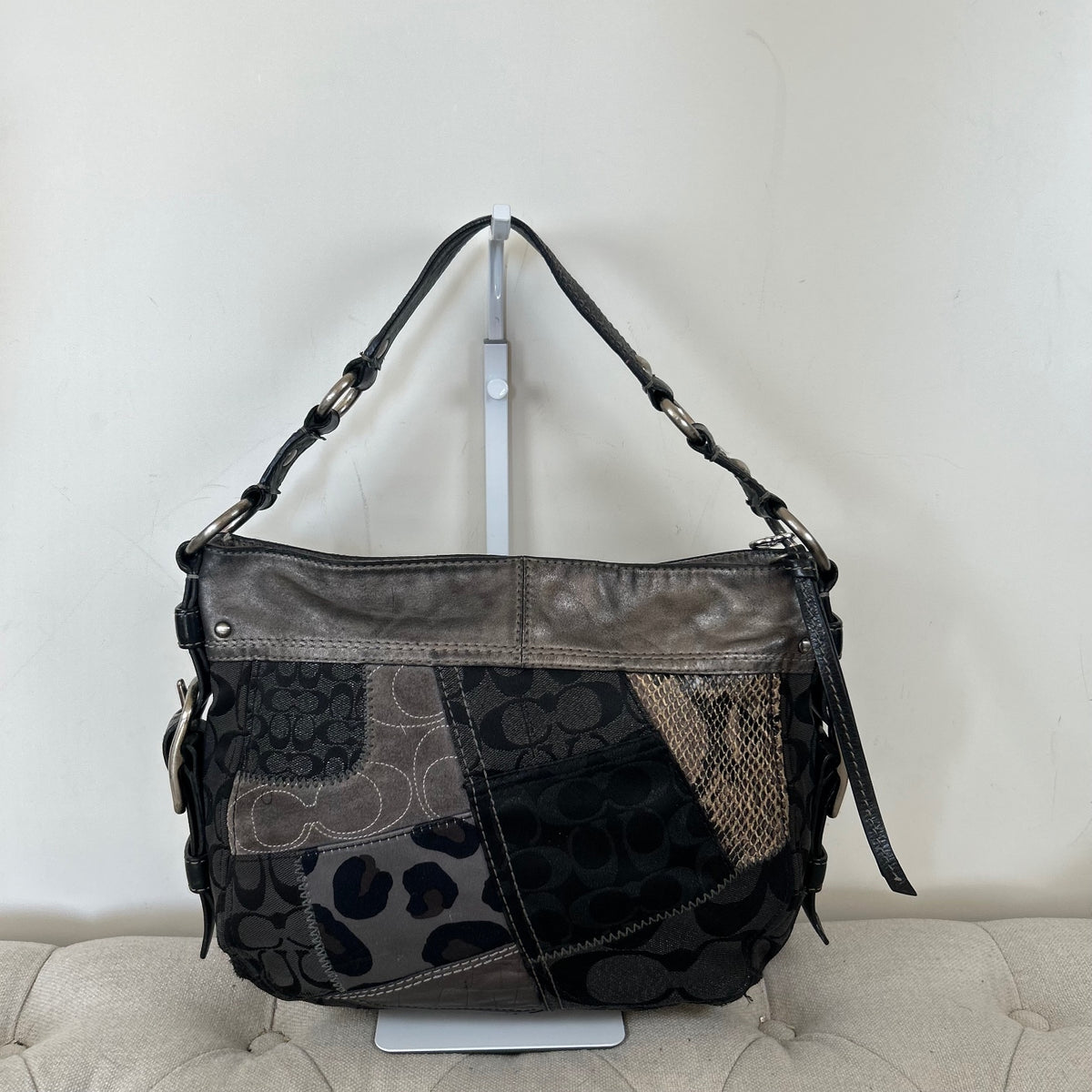Coach Grey Patchwork Zoe Hobo Slouchy Shoulder Bag H0873-12901