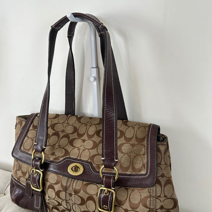 Coach Brown Monogram Turnlock Satchell Shoulder Bag D0726-11061