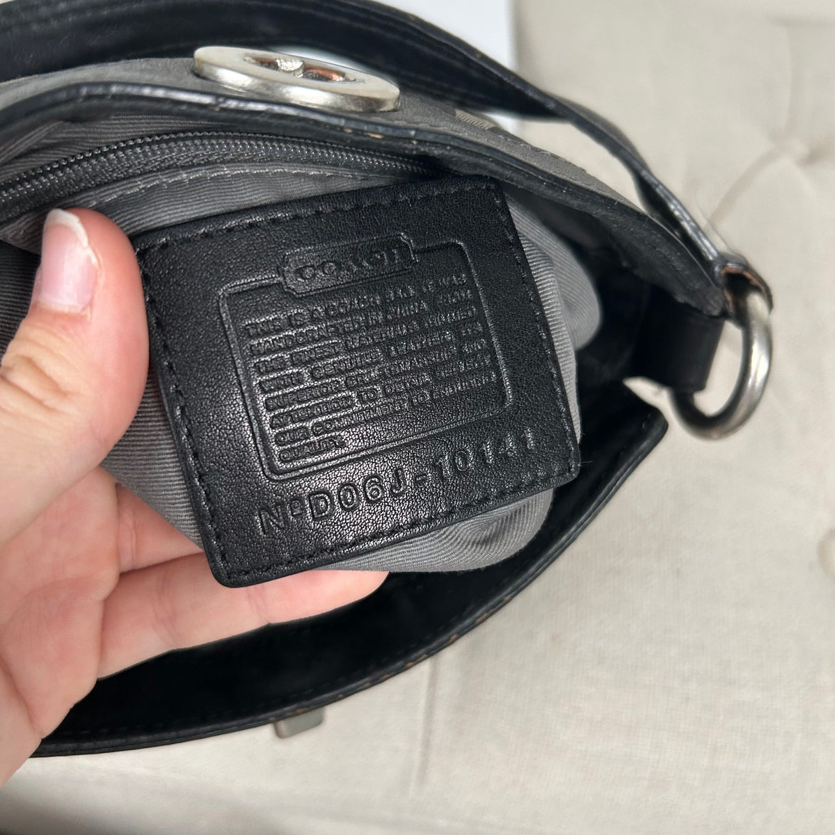 Coach Black and Grey Optic Monogram Mini Shoulder Bag D06J-10141