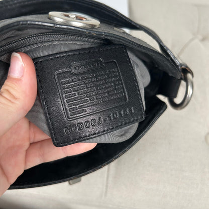 Coach Black and Grey Optic Monogram Mini Shoulder Bag D06J-10141