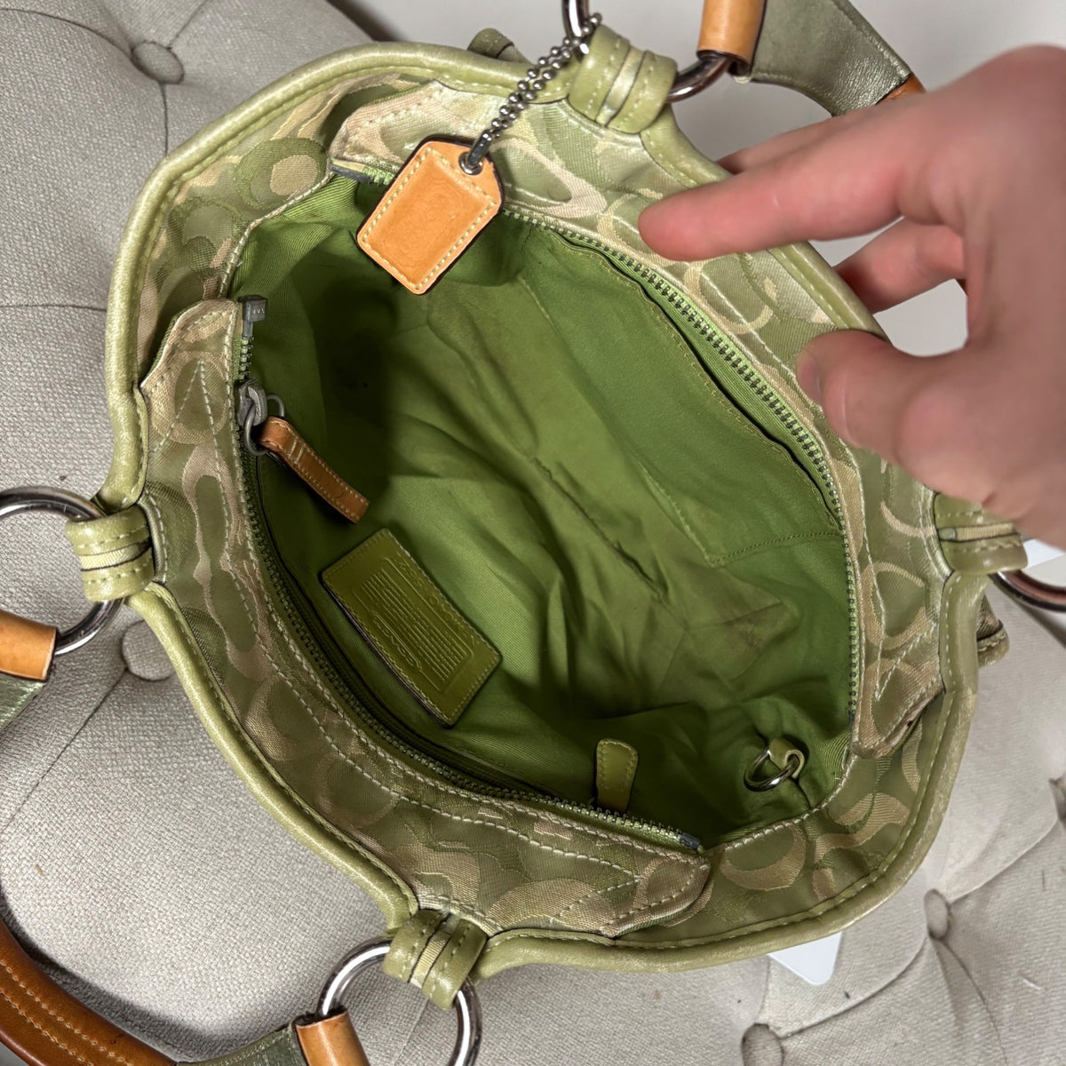 Coach Green Optic Ladybug Handle Top Soho Shoulder Bag M04Q-5621