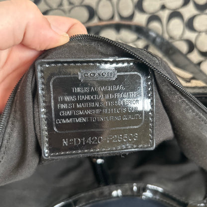 Coach Black Monogram Stripe Tote Shoulder Bag D1420-F2850