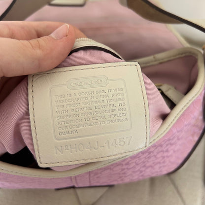 RARE Coach Soho Baby Pink Signature Monogram White Leather Shoulder Bag H04J-1457