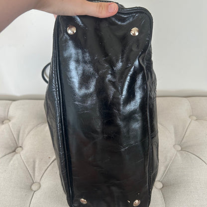 Coach Black Patent 3 Compartment Shoulder Bag Kisslock Middle E1182-F15653