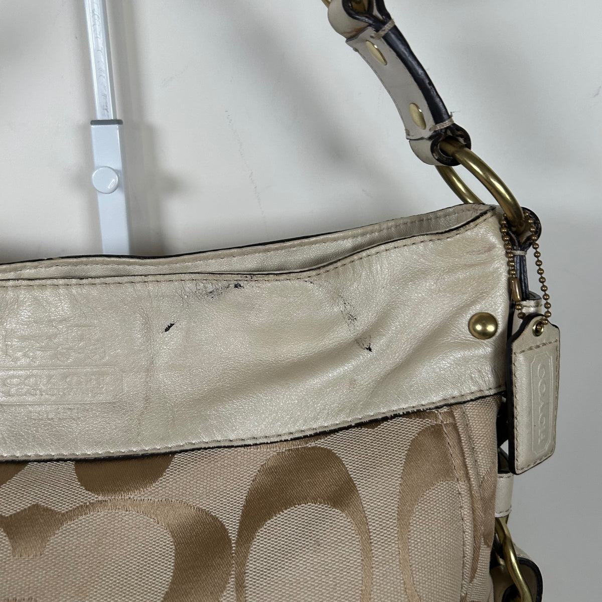 Coach Beige Monogram Zoe Shoulder Bag M0868-12674
