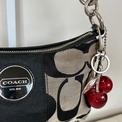 Coach Black Monogram Signature Stripe Mini Shoulder Bag B1175-F17439