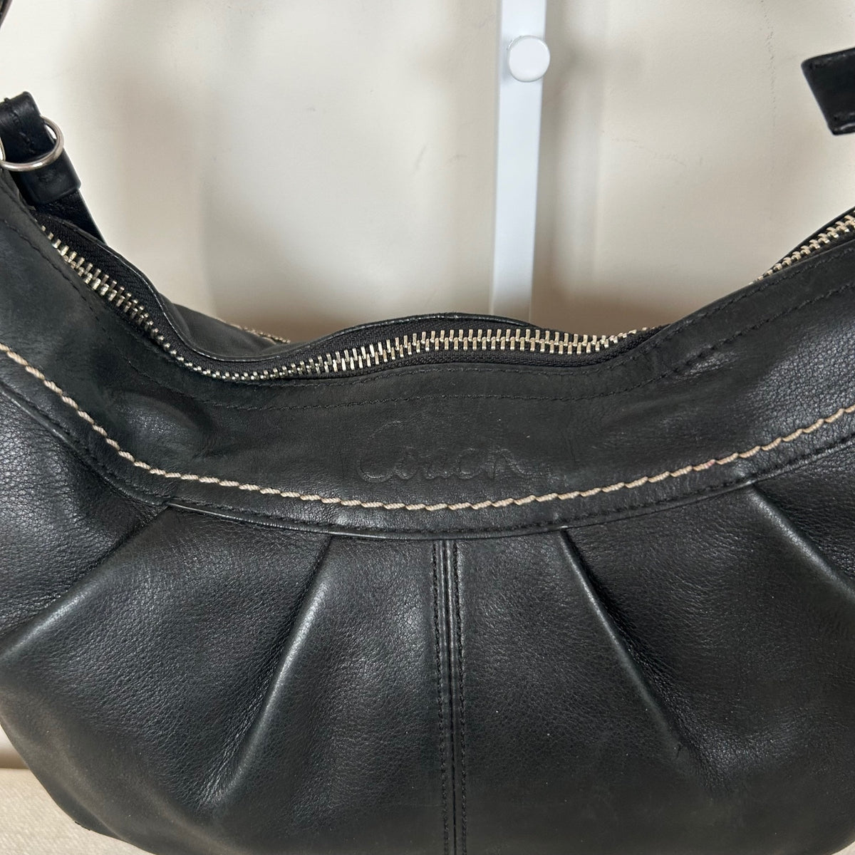 Coach Black Leather Half Moon Shoulder Bag J0917-F13730
